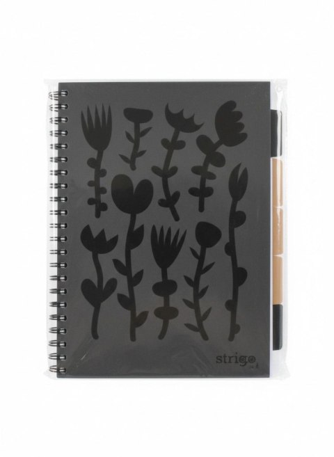 Kołozeszyt (kołonotatnik) A4 PADS FLORAL CZARNY 100k. 80g krata Strigo (PADS042)