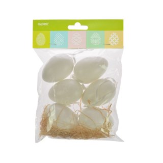 Ozdoba wielkanocna Białe jajeczka z rafią (6 szt.) Arpex (YP7743)