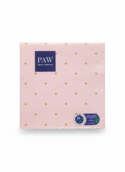 Serwetki Lunch Golden Dots light pink mix papier [mm:] 330x330 Paw (SDL144004)