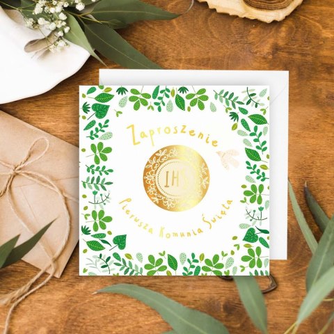 Zaproszenie KW Komunia Złoty opłatek Henry (5908451982317)
