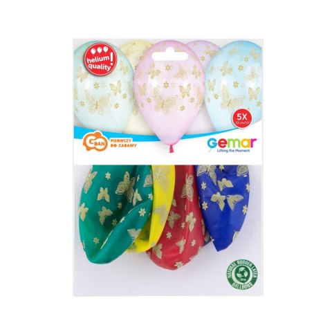 Balon gumowy Złote Motylki, 13 cali 13cal Godan (GS120/ZMO)