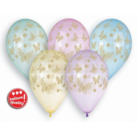 Balon gumowy Złote Motylki, 13 cali 13cal Godan (GS120/ZMO)