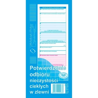 Druk samokopiujący 1/3 A4 potw.odbioru niczystości ciekł. transport do stacji paliw 80k. Michalczyk i Prokop (S-100-8)