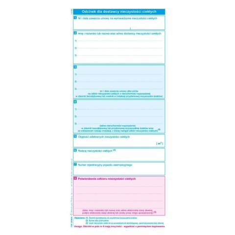Druk samokopiujący 1/3 A4 potw.odbioru niczystości ciekł. transport do stacji paliw 80k. Michalczyk i Prokop (S-100-8)