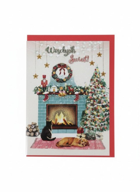 Kartka składana B6 Karnet B6 BN Świateczny kominek Henry (5908451981464)
