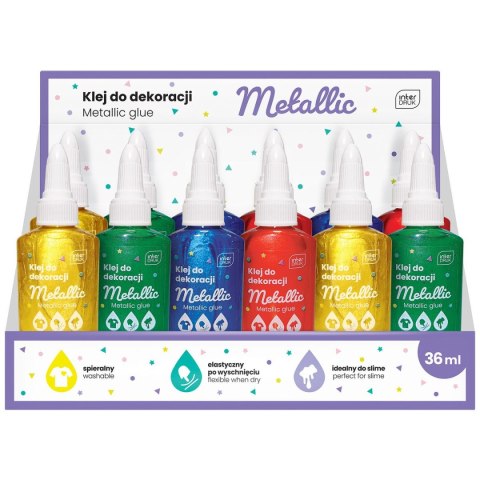 Klej w płynie brokat metalic 40g Interdruk (IKLDEKMET)