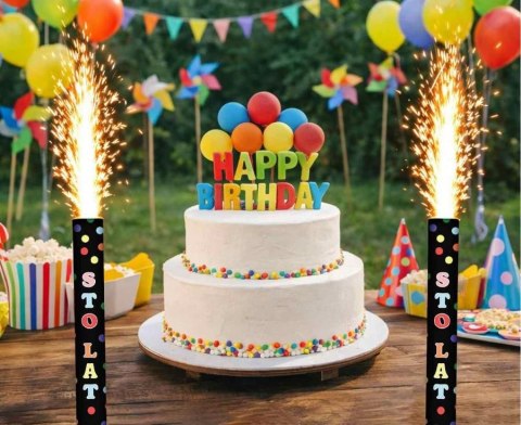 Fontanna tortowa Sto Lat 12 cm/ 1 szt., czarne Godan (KZ-FTZ1/5)