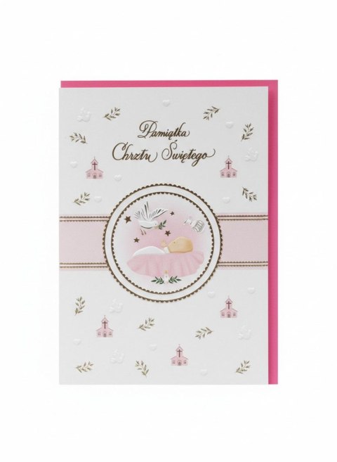 Kartka składana A5 A5 CHRZEST Różowy Henry (5908451983895)