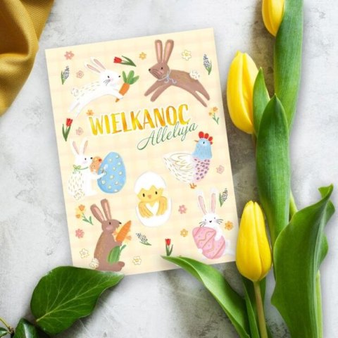 Kartka składana B6 Wielkanoc B6 zajączki Henry (5908451984885)