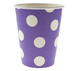 Kubek jednorazowy lawendowy w groszki papier 270ml Godan (PF-KGLA)