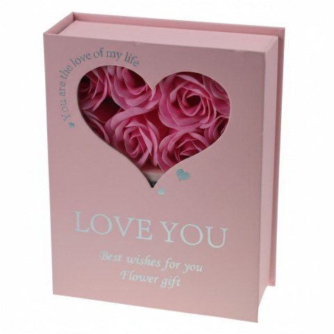 Ozdoba walentynkowa Flower Box Łańcuszek mix wzorów z różami mydlanymi