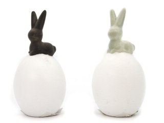 Ozdoba wielkanocna aksamitne jajko z zającem 15cm One Dollar (358768)