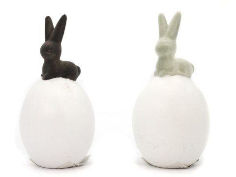 Ozdoba wielkanocna aksamitne jajko z zającem 15cm One Dollar (358768)