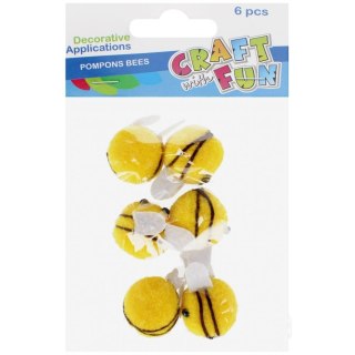 Pompony żółte 6 szt Craft With Fun (521621)