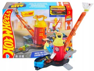 Samochód strażacki City SUPER REMIZA STRAŻACKA + samochód Hot Wheels (JHL95)