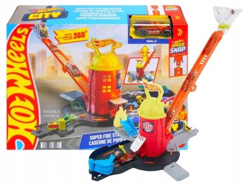 Samochód strażacki City SUPER REMIZA STRAŻACKA + samochód Hot Wheels (JHL95)