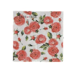 Serwetki Rose Style biało-czerwony bibuła [mm:] 330x330 Paw (TL700500)