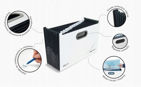 Teczka z przegródkami harmonijkowa A4 kolor: biało-czarny 13 przegródek Rapesco