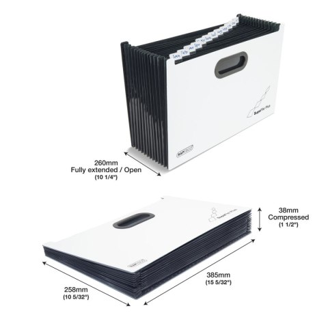 Teczka z przegródkami harmonijkowa A4 kolor: biało-czarny 13 przegródek Rapesco