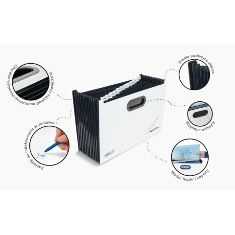 Teczka z przegródkami harmonijkowa A4 kolor: biało-czarny 13 przegródek Rapesco