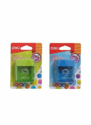 Temperówka MIX KOL 2 OTWORY Z POJEMNIKIEM 6921734905260 mix plastik Deli (E0526)