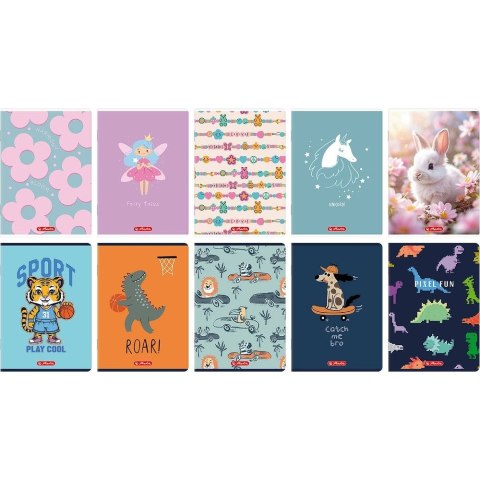 Zeszyt A5 mix 16k. 70g linia podwójna kolorowa Herlitz (400206335)