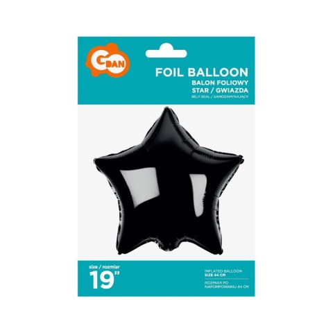 Balon foliowy gwiazda czarna 19 cali 19cal Godan (hs-g19cn)
