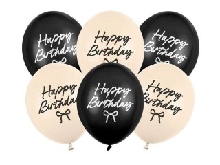 Balon gumowy Happy Birthday Kokardki mix 300mm Partydeco (SB14P-362-000-6)