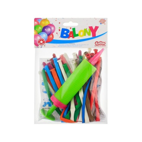 Balon gumowy Zestaw Gemar, pastel prymus 20 p (z pompką), 20szt. mix Godan (GZ-PR20)