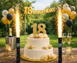 Fontanna tortowa ,,18'' Urodziny 12 cm/ 1 szt., czarne Godan (KZ-FTZ1/8)