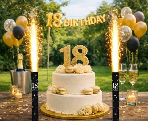 Fontanna tortowa ,,18'' Urodziny 12 cm/ 1 szt., czarne Godan (KZ-FTZ1/8)