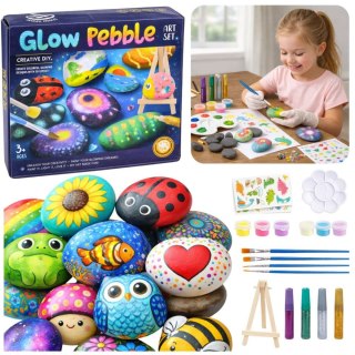 Zestaw kreatywny dla dzieci DIY Malowanie Kamieni Świecące Farby Kleje Brokatowe Lean (29214)