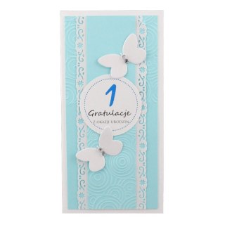 Kartka składana DL roczek ręcznie zdobiona Deco Styl