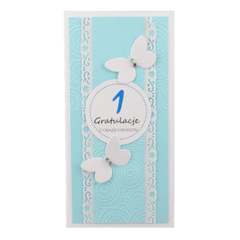 Kartka składana DL roczek ręcznie zdobiona Deco Styl