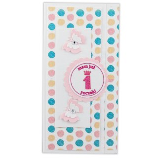 Kartka składana DL roczek ręcznie zdobiona Deco Styl