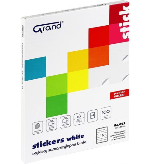 Etykieta samoprzylepna A4 022 biała [mm:] 105x35 Grand (150-1049)