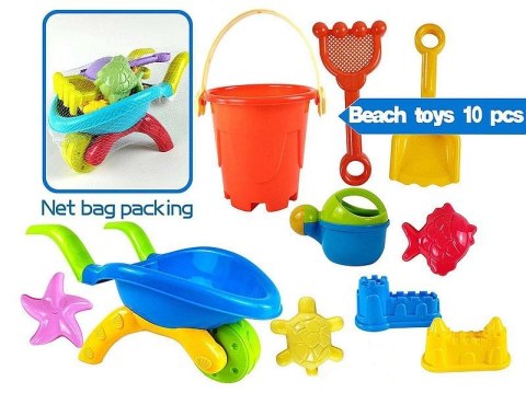 Zestaw do piasku z taczką, 10 części Adar (618626)