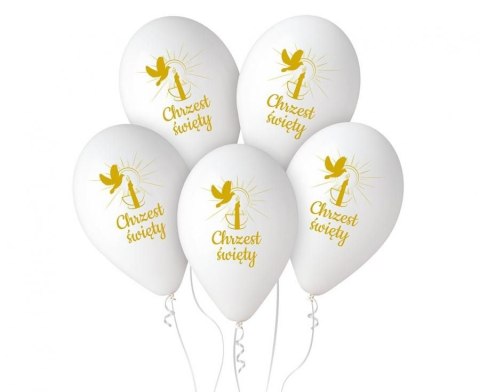 Balon gumowy Chrzest Św. (świeca) biała Godan (GS120/CHS)