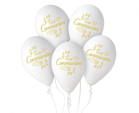 Balon gumowy first communion, 5szt. biały 13cal Godan (GS120/FC)