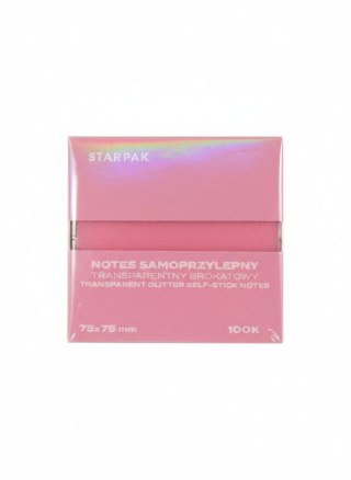 Notes samoprzylepny (karteczki) Transparentny brokat Różowy mix 100k [mm:] 75x75 Starpak (576529)