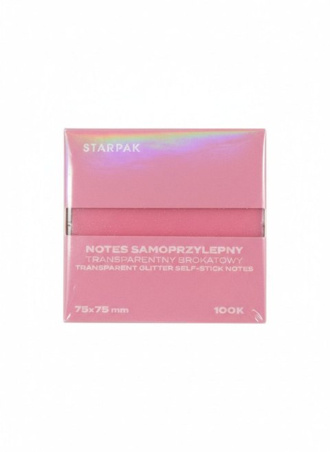 Notes samoprzylepny (karteczki) Transparentny brokat Różowy mix 100k [mm:] 75x75 Starpak (576529)
