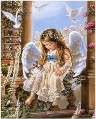 Zestaw kreatywny Diamentowa mozaika aniołek z królikiem 40x30cm Norimpex (NO-1009340)