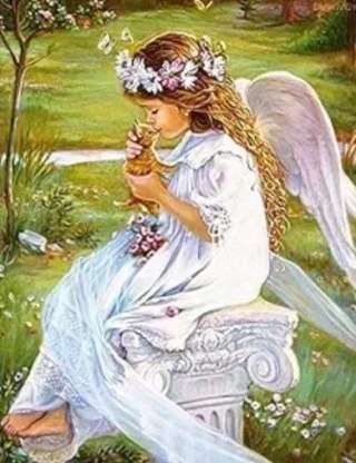 Zestaw kreatywny Diamentowa mozaika aniołek z rudym kotkiem 40x30cm Norimpex (NO-2000145)