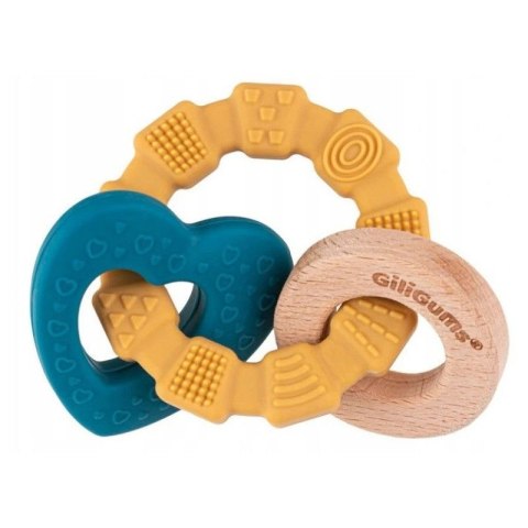 Gryzaczek pierścień serce silikon drewno Giligums (GG19013)