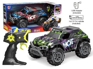 Samochód terenowe na radio, 10 km/h, kolorowe światła, kabel USB i bateria litowa Adar (631663)