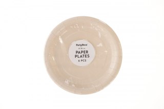 Talerz jednorazowy beżowy papier śr. 180mm 6 szt Partydeco (TPP90-013)