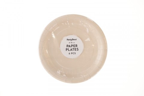 Talerz jednorazowy beżowy papier śr. 180mm 6 szt Partydeco (TPP90-013)