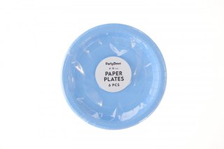 Talerz jednorazowy jasno niebieski papier śr. 180mm 6 szt Partydeco (TPP90-001J)