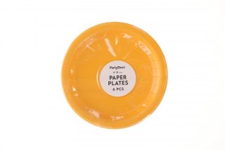 Talerz jednorazowy pomarańcz papier śr. 180mm 6 szt Partydeco (TPP90-005J)
