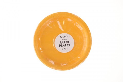 Talerz jednorazowy pomarańcz papier śr. 180mm 6 szt Partydeco (TPP90-005J)
